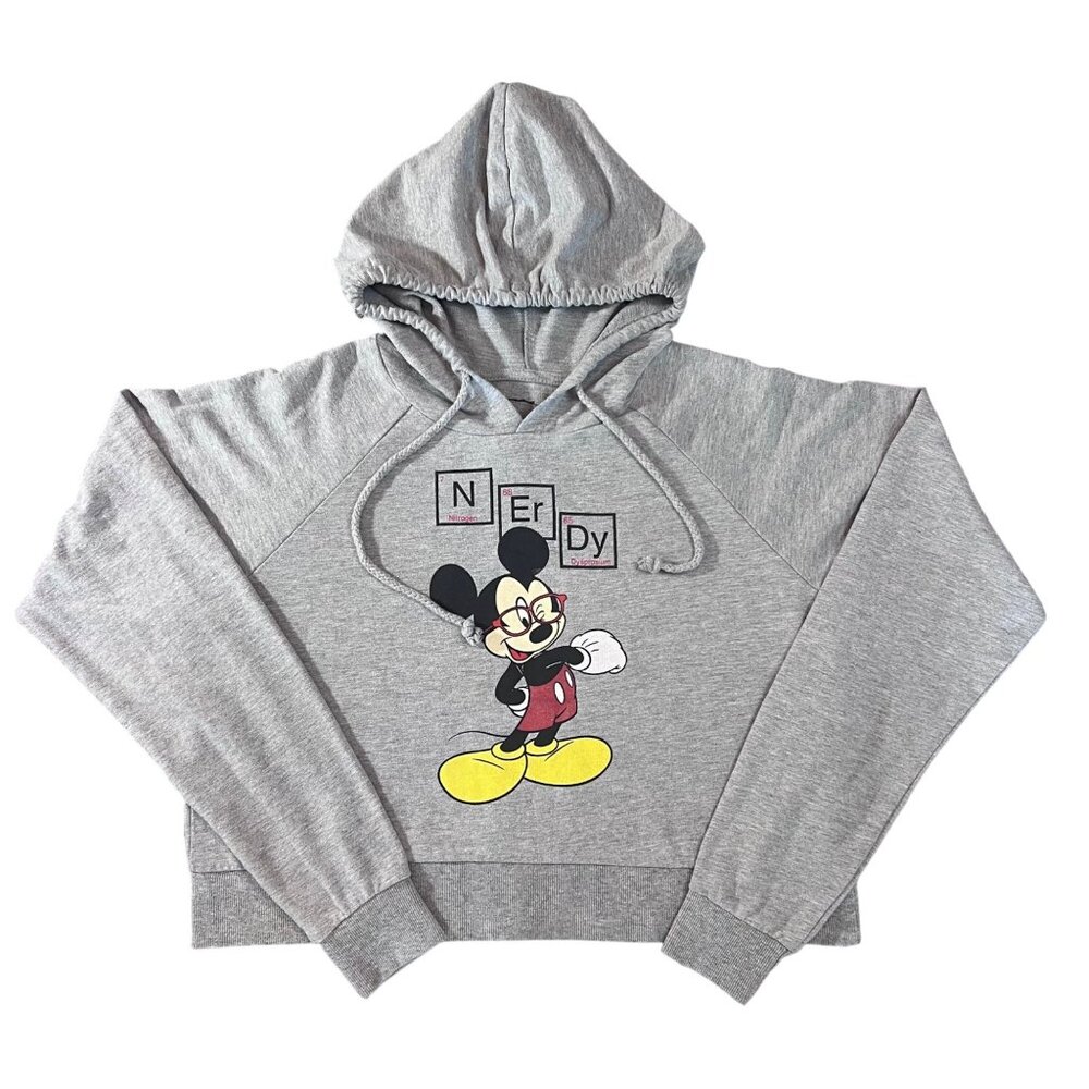 Womens Disney Mickey Mouse & Friends NERDY Periodic Table Gray Hoodie L